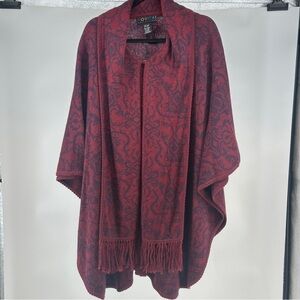 Women’s Acrylic‎ Wool Alpaca Shawl Poncho Wine Purple